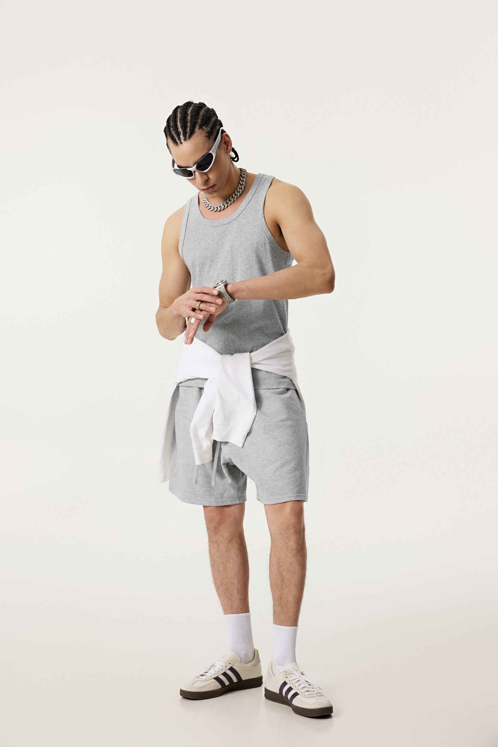 315GSM Men's Solid-Color Soft Cotton Muscle Tee