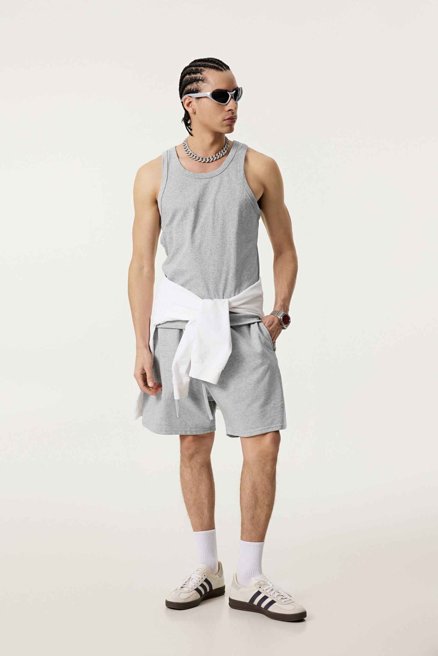 315GSM Men's Solid-Color Soft Cotton Muscle Tee