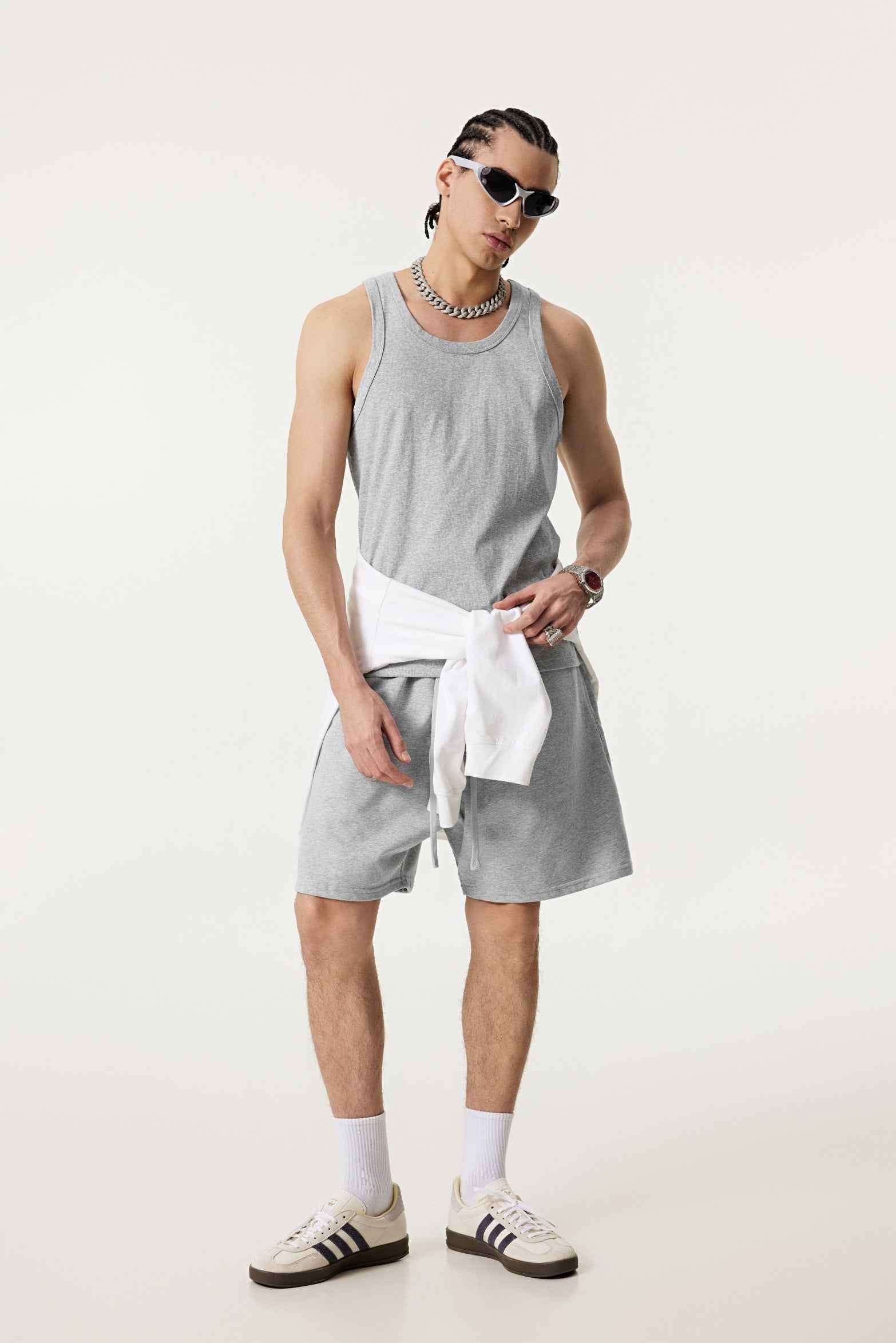 315GSM Men's Solid-Color Soft Cotton Muscle Tee