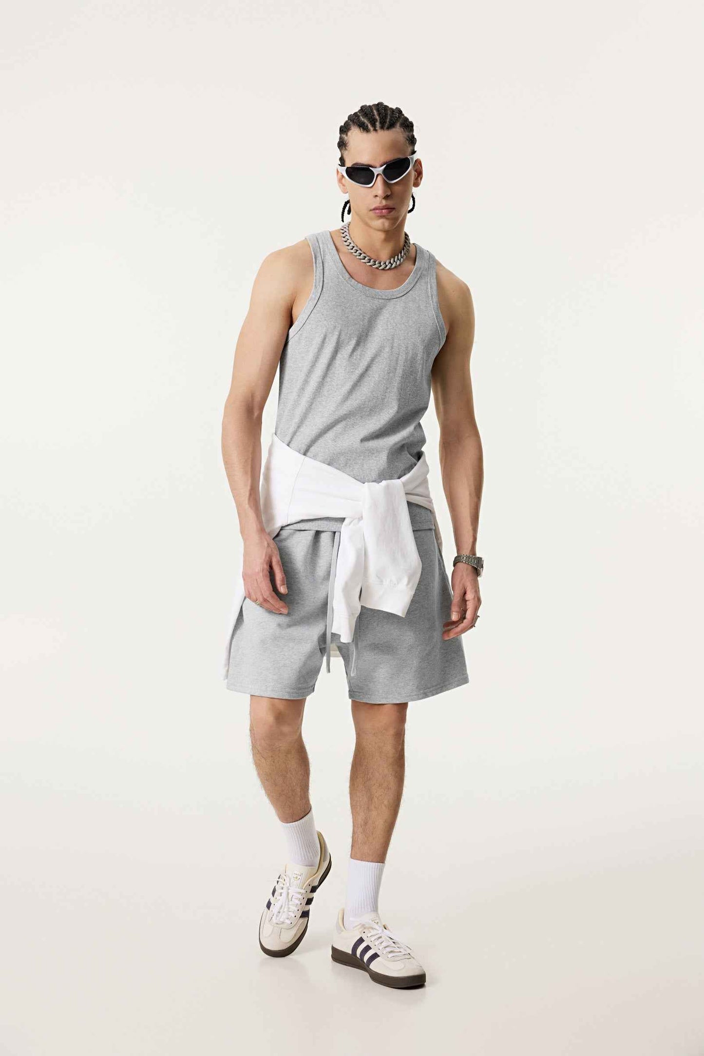 315GSM Men's Solid-Color Soft Cotton Muscle Tee