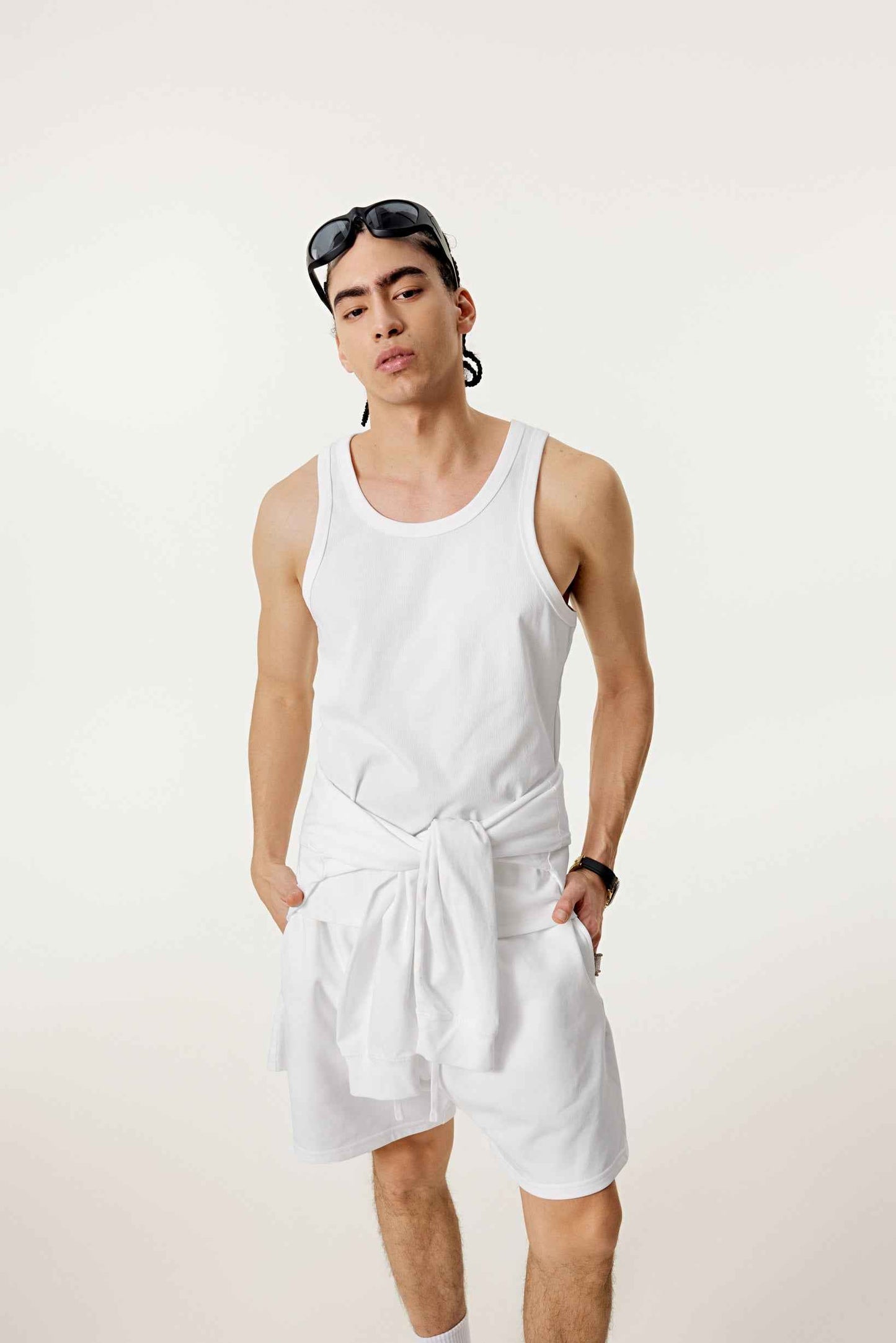 315GSM Men's Solid-Color Soft Cotton Muscle Tee