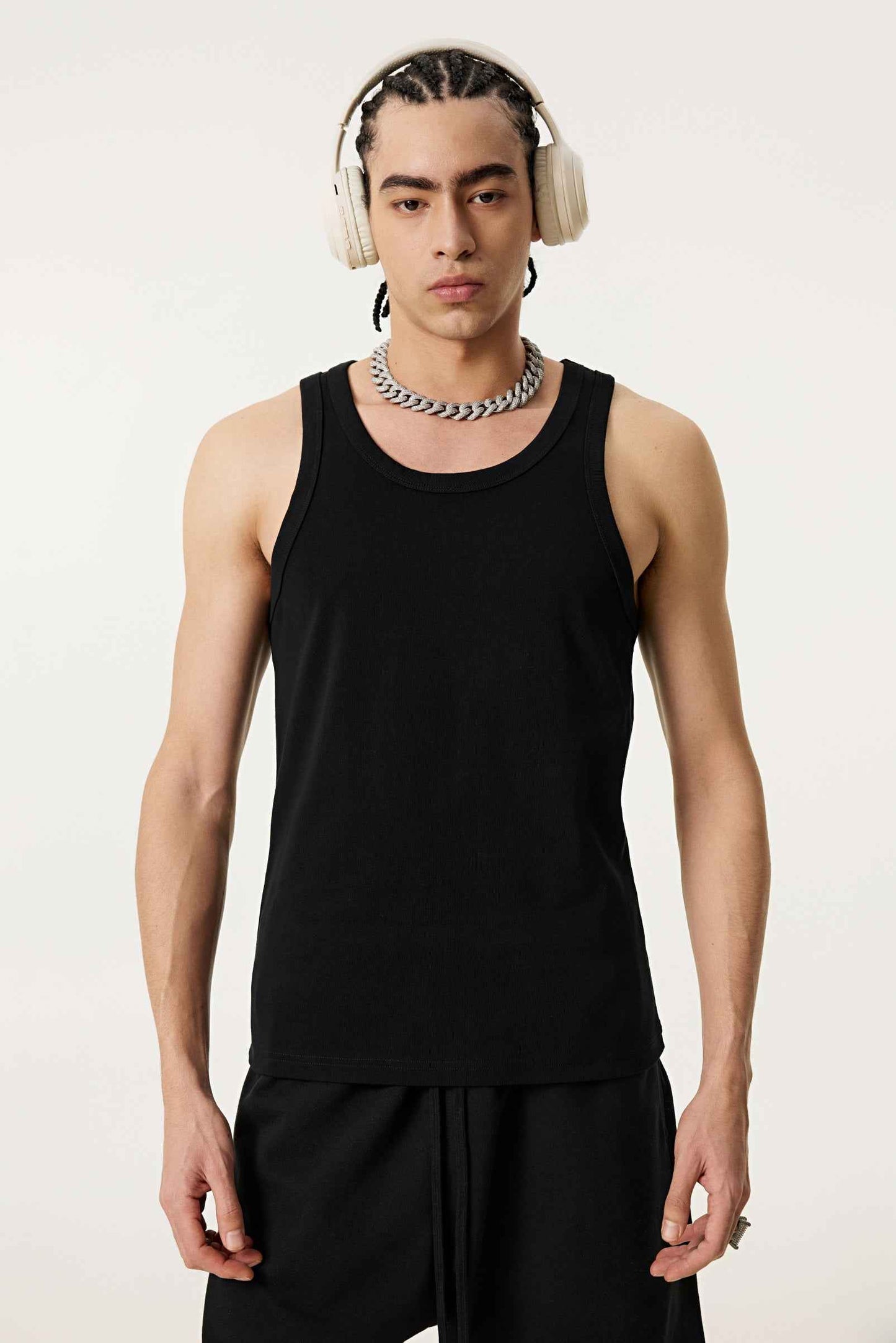 315GSM Men's Solid-Color Soft Cotton Muscle Tee