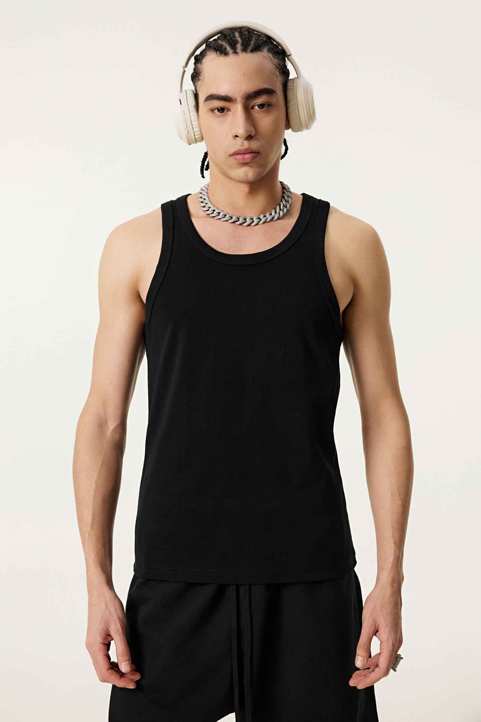 315GSM Men's Solid-Color Soft Cotton Muscle Tee