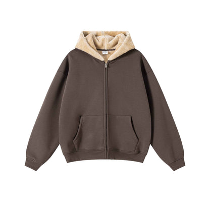 560GSM Unisex Composite Fleece Zip-Up Hoodie