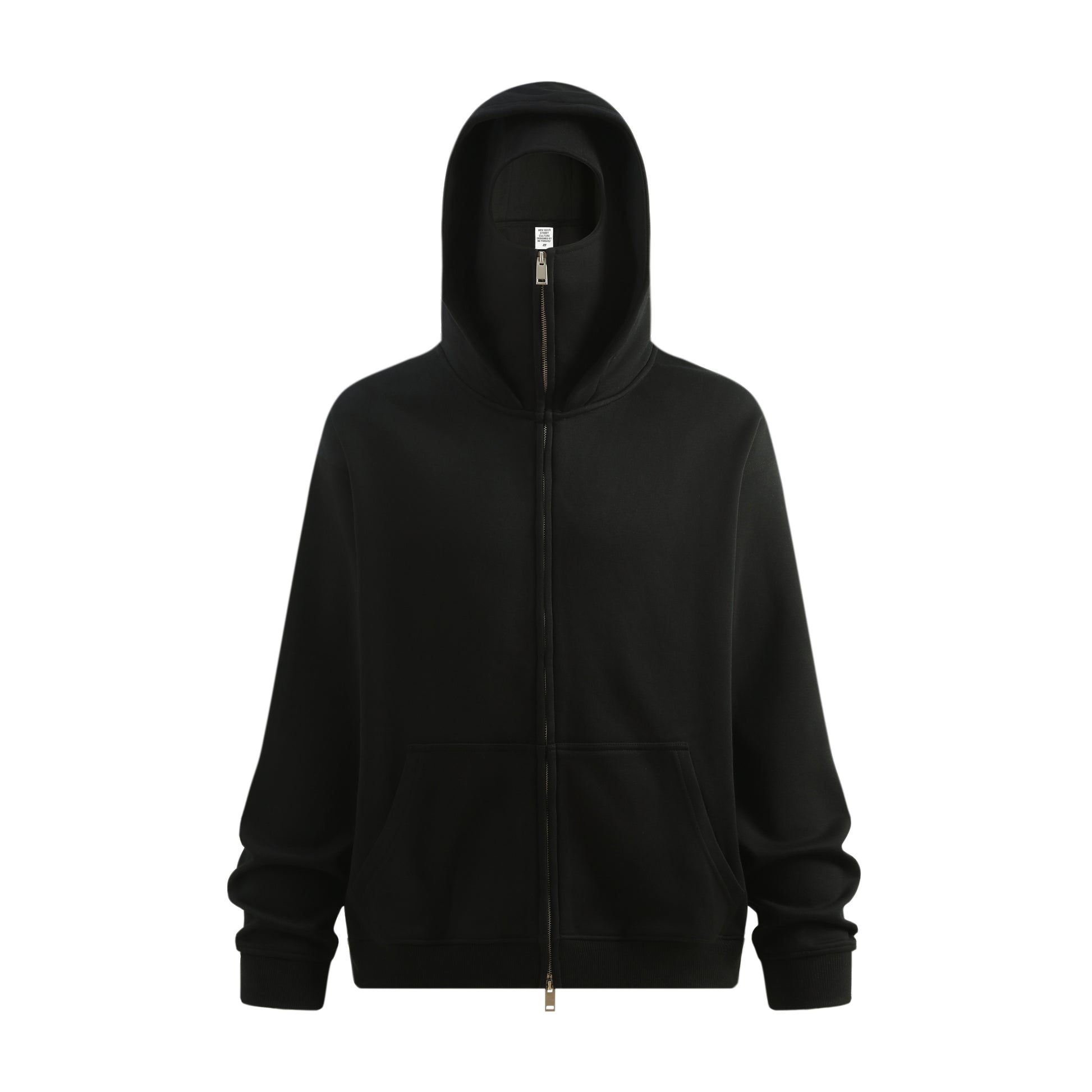 340GSM Men’s Trendy Fleece Zip-Up Windproof Face-Mask Hoodie Black
