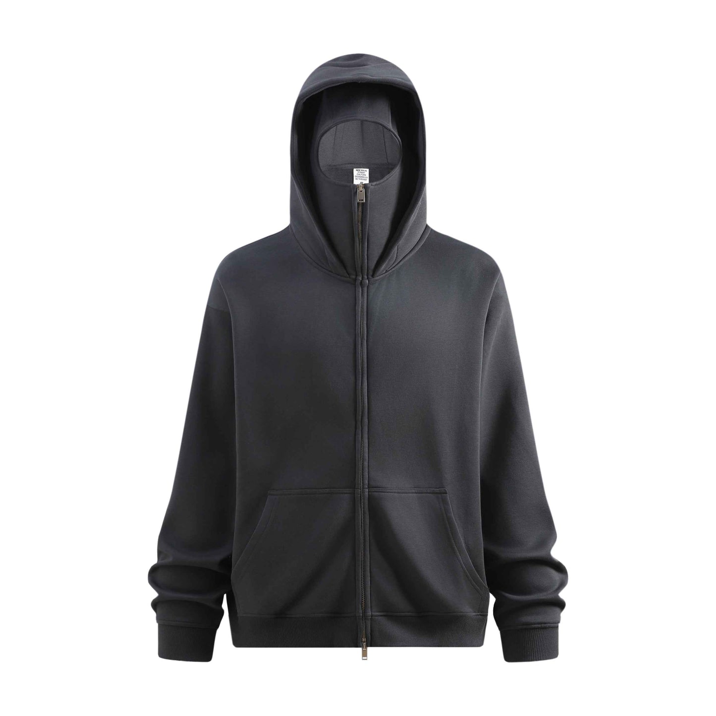 340GSM Men's Trendy Fleece Zip-Up Windproof Face-Mask Hoodie