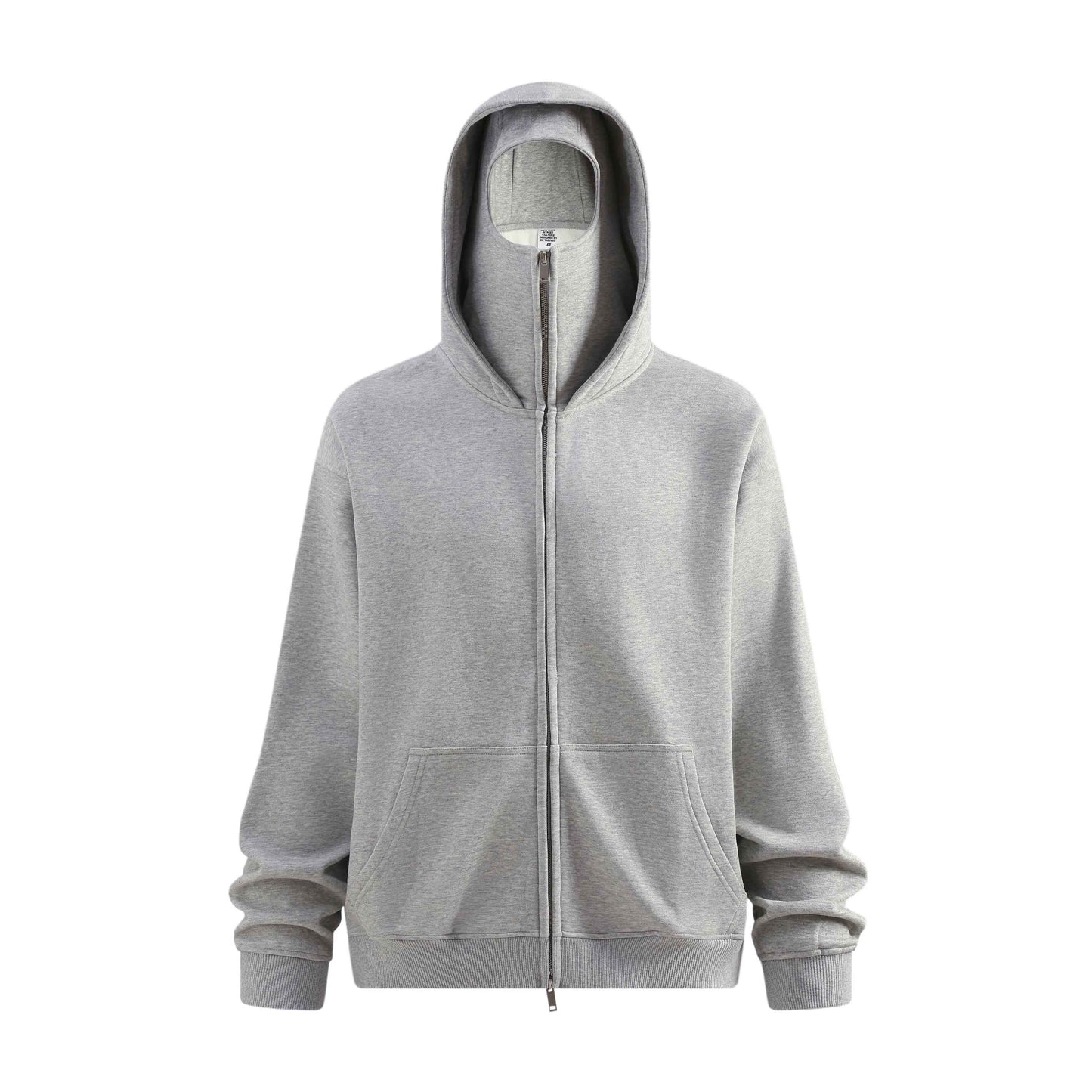 340GSM Men's Trendy Fleece Zip-Up Windproof Face-Mask Hoodie