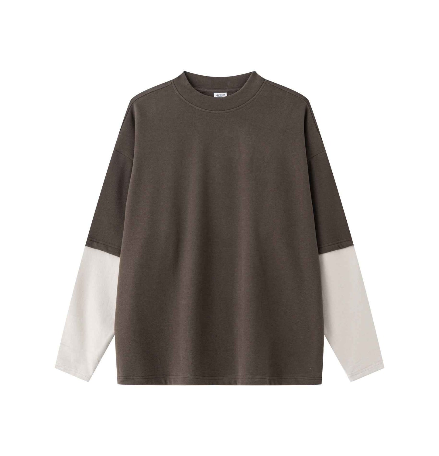 320GSM Unisex Faux Layered Solid Color Base Layer Long-Sleeve Tee