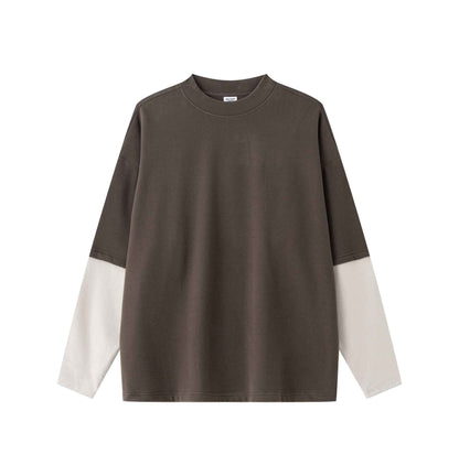 320GSM Unisex Faux Layered Solid Color Base Layer Long-Sleeve Tee