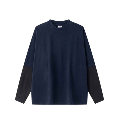 320GSM Unisex Faux Layered Solid Color Base Layer Long-Sleeve Tee