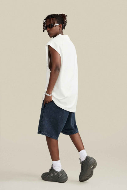 285GSM Men‘s Raglan-Style Snow-Wash Muscle Tee