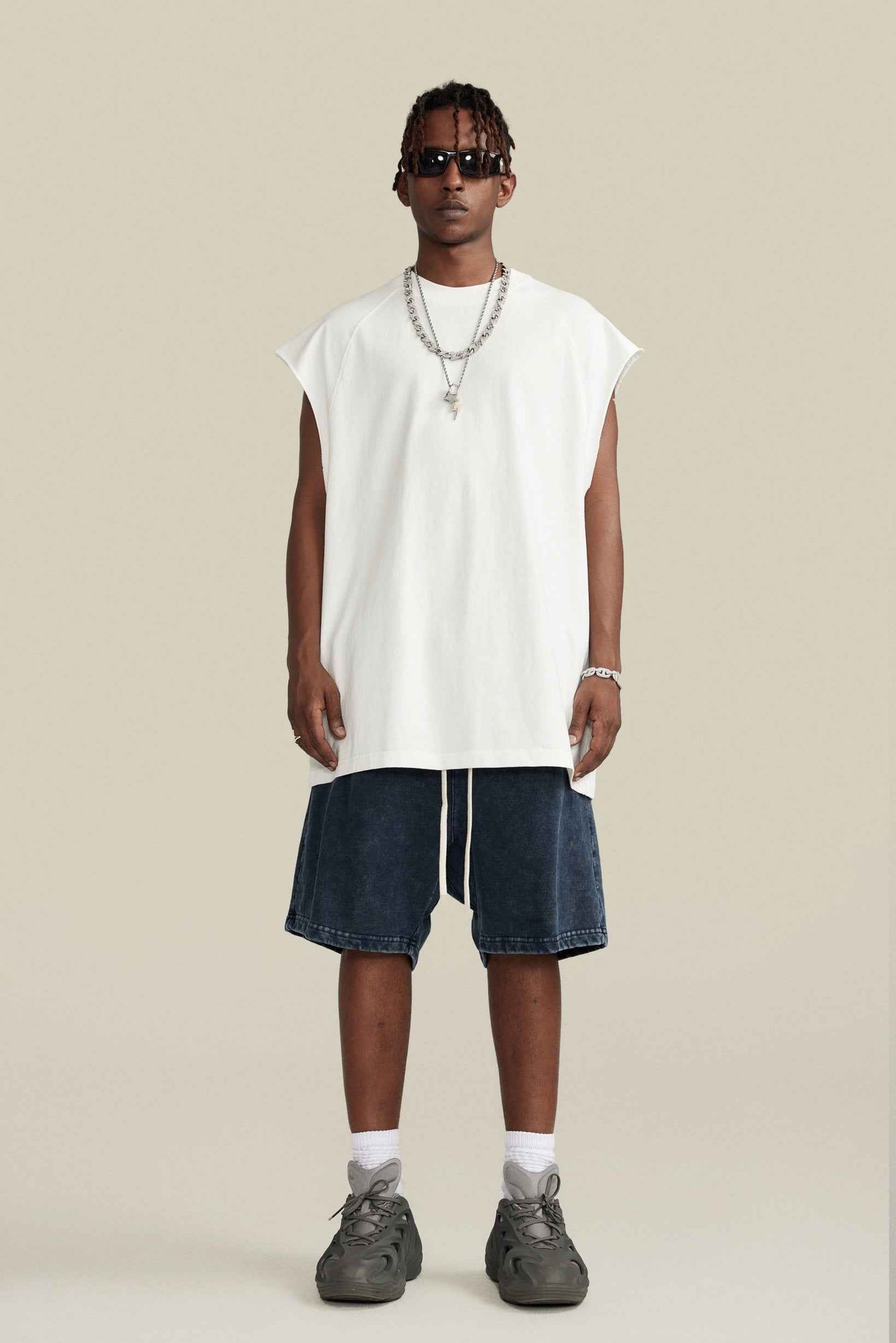 285GSM Men‘s Raglan-Style Snow-Wash Muscle Tee