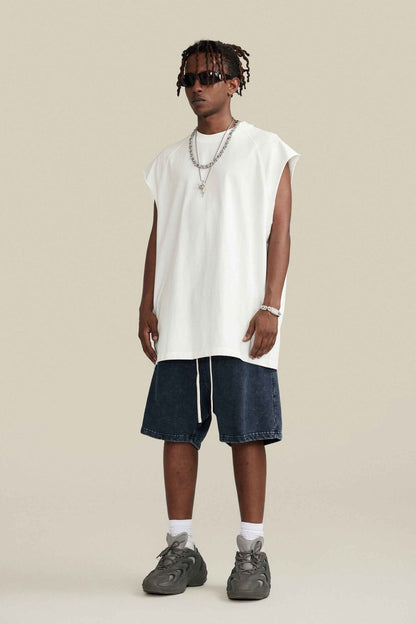 285GSM Men‘s Raglan-Style Snow-Wash Muscle Tee