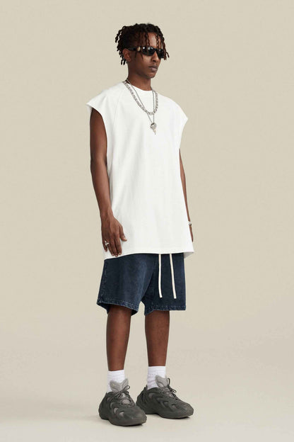 285GSM Men‘s Raglan-Style Snow-Wash Muscle Tee