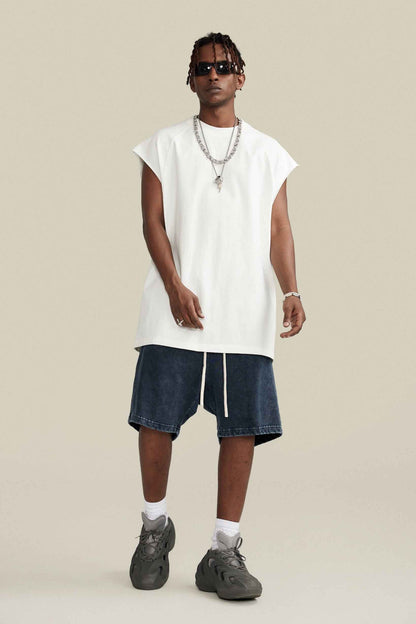 285GSM Men‘s Raglan-Style Snow-Wash Muscle Tee
