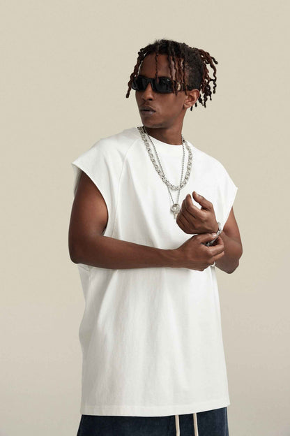 285GSM Men‘s Raglan-Style Snow-Wash Muscle Tee