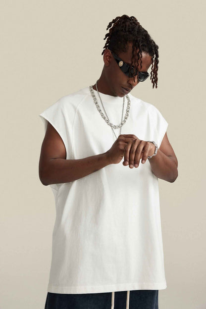 285GSM Men‘s Raglan-Style Snow-Wash Muscle Tee
