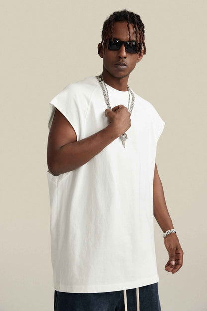 285GSM Men‘s Raglan-Style Snow-Wash Muscle Tee