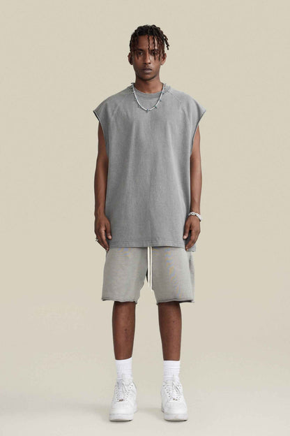 285GSM Men‘s Raglan-Style Snow-Wash Muscle Tee