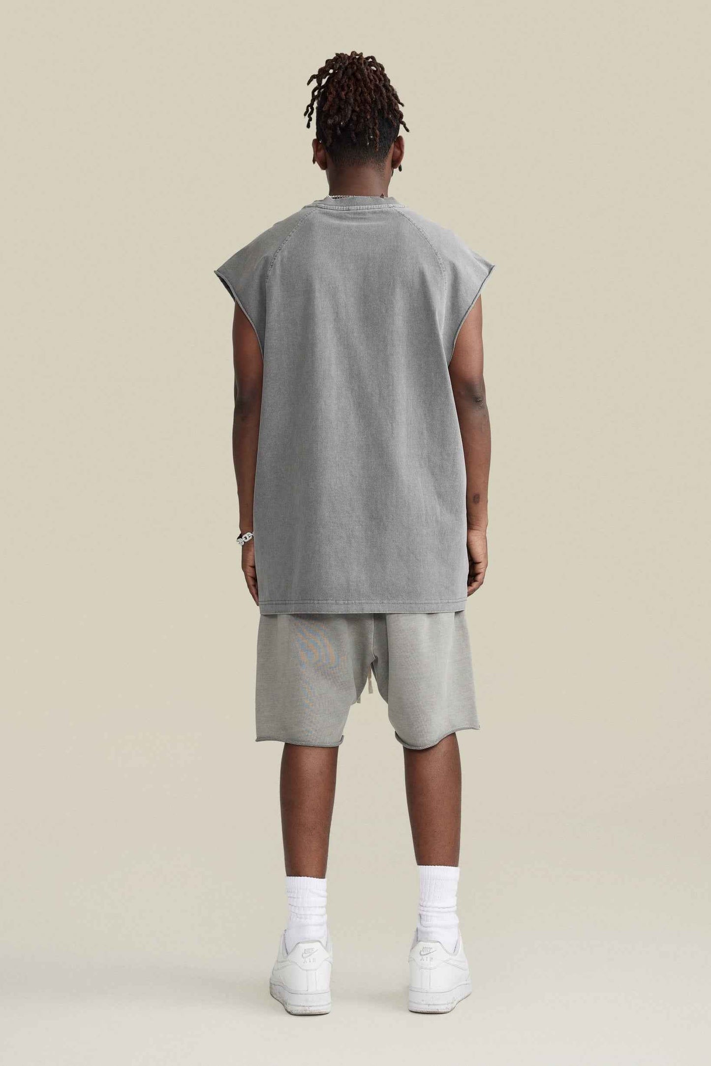 285GSM Men‘s Raglan-Style Snow-Wash Muscle Tee
