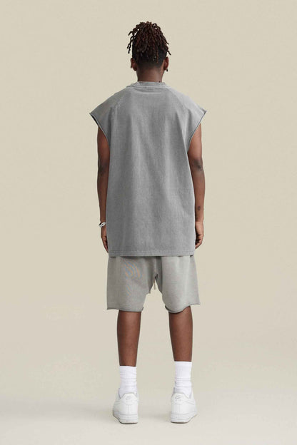 285GSM Men‘s Raglan-Style Snow-Wash Muscle Tee