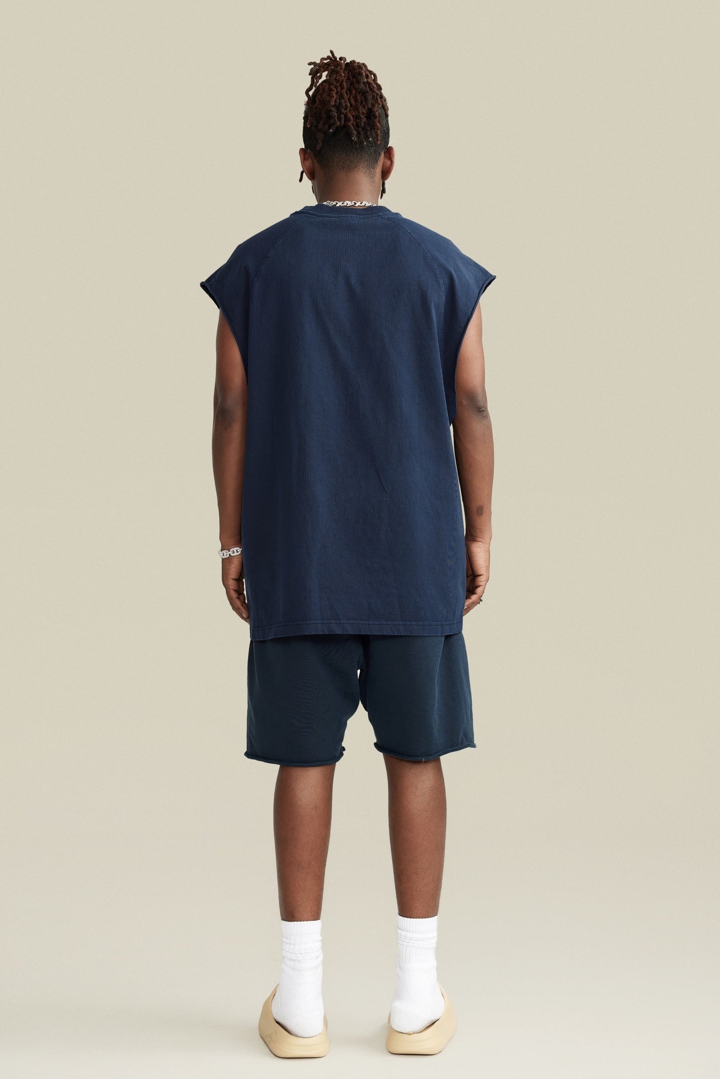 285GSM Men‘s Raglan-Style Snow-Wash Tank Top Royal Blue