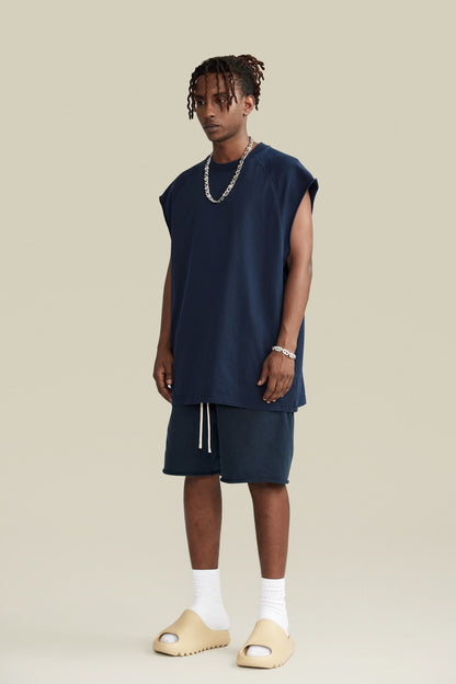 285GSM Men‘s Raglan-Style Snow-Wash Tank Top Royal Blue