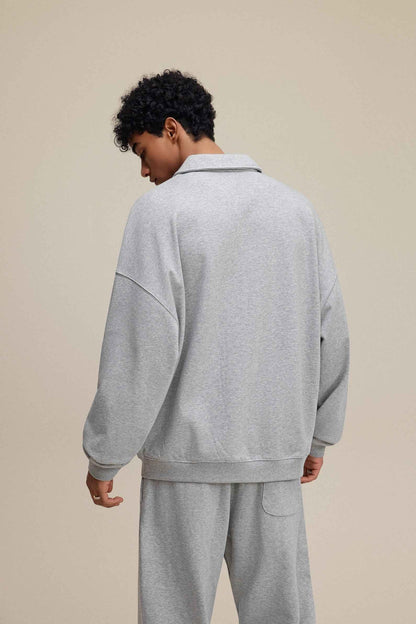 445GSM Men's Heavyweight Zip-Up Collared Hoodie