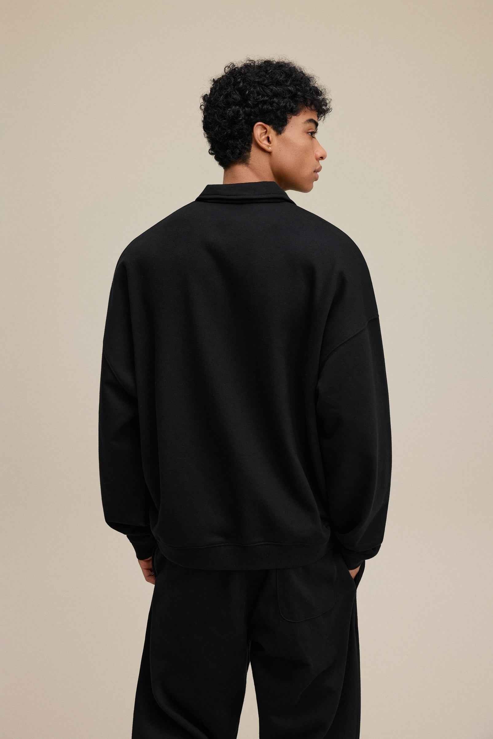 445GSM Men's Heavyweight Zip-Up Collared Hoodie