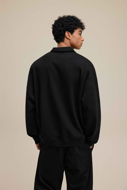 445GSM Men's Heavyweight Zip-Up Collared Hoodie