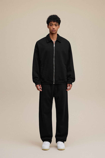 445GSM Men's Heavyweight Zip-Up Collared Hoodie