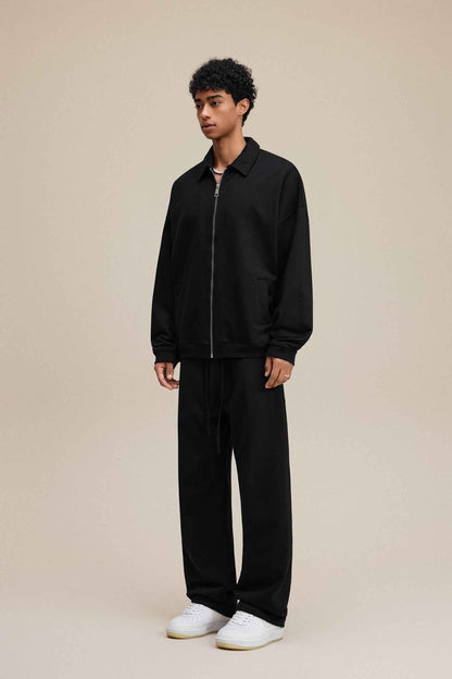 445GSM Men's Heavyweight Zip-Up Collared Hoodie
