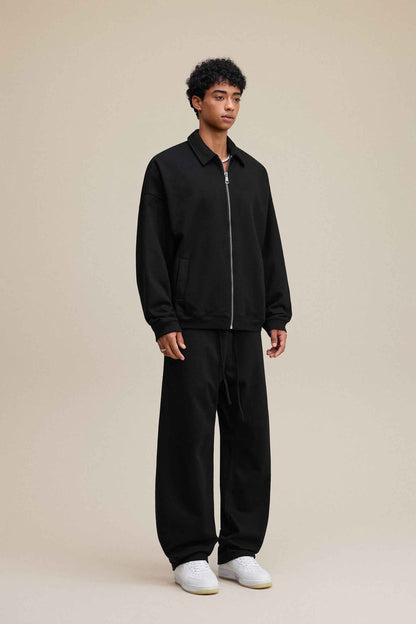 445GSM Men's Heavyweight Zip-Up Collared Hoodie