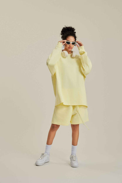 305GSM Unisex Premium Heavyweight Double-Yarn Plain Fabric Earth-Tone Basic Layering Long sleeve Tee