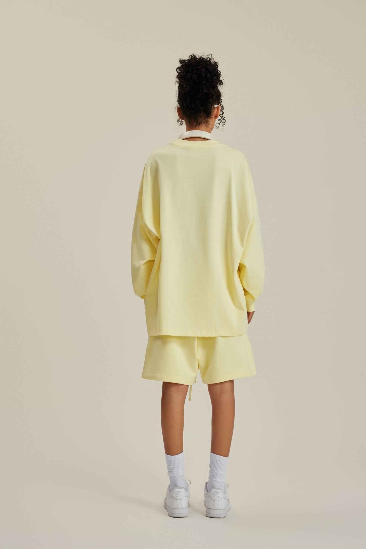 305GSM Unisex Premium Heavyweight Double-Yarn Plain Fabric Earth-Tone Basic Layering Long sleeve Tee