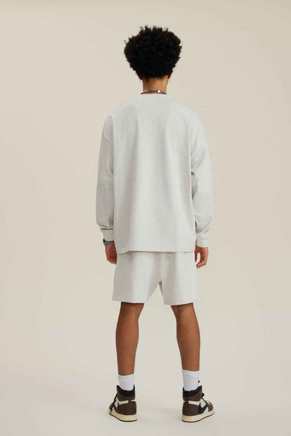 305GSM Unisex Premium Heavyweight Double-Yarn Plain Fabric Earth-Tone Basic Layering Long sleeve Tee