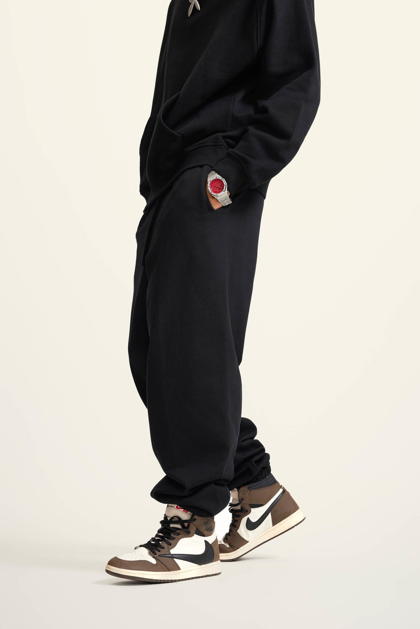 440GSM Men’s Relaxed Fit Loopback Terry Jogger Pants Black