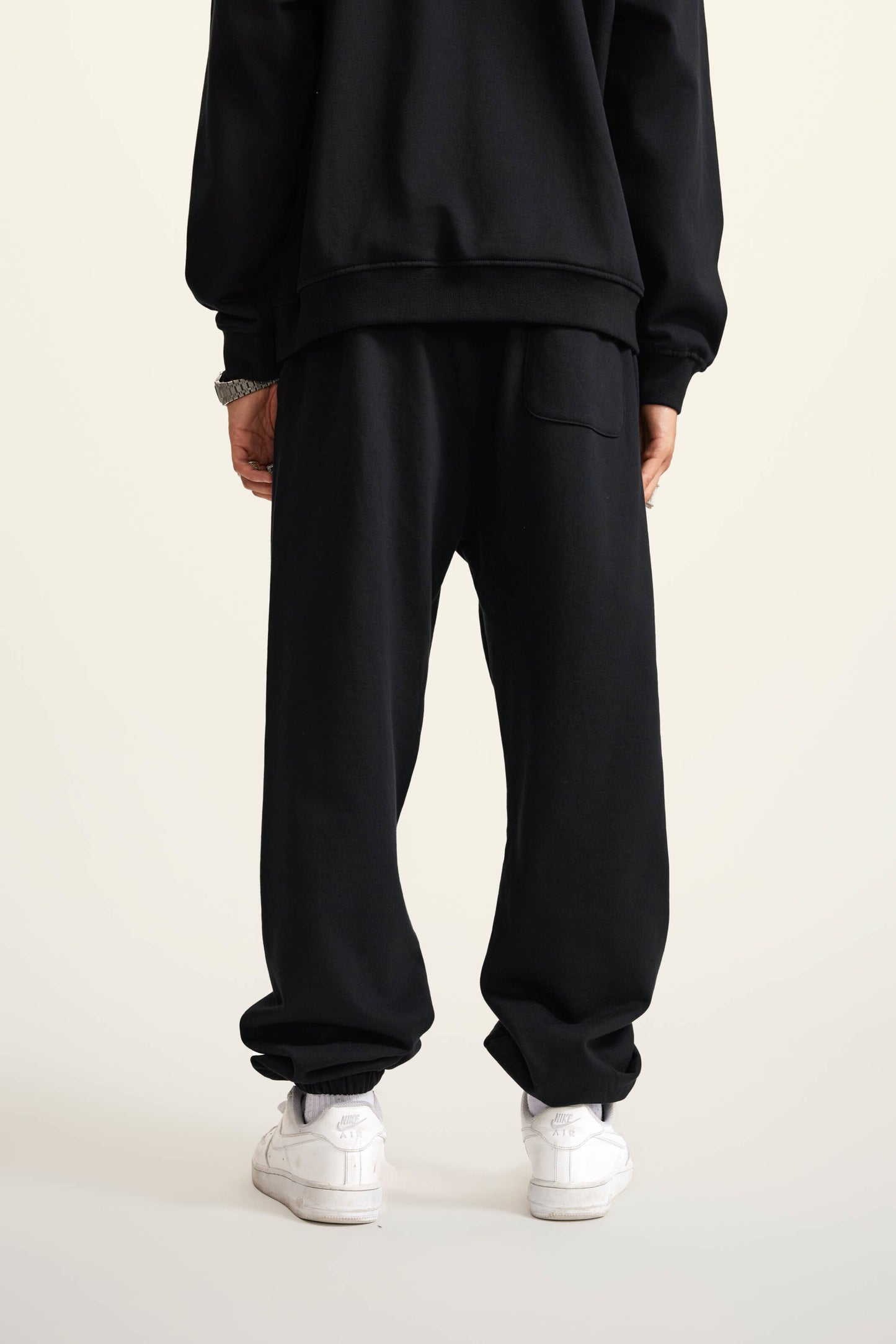 440GSM Men’s Relaxed Fit Loopback Terry Jogger Pants Black