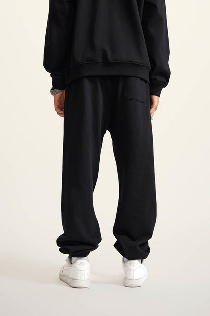 440GSM Men’s Relaxed Fit Loopback Terry Jogger Pants Black