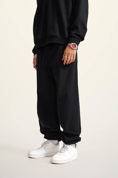 440GSM Men’s Relaxed Fit Loopback Terry Jogger Pants Black