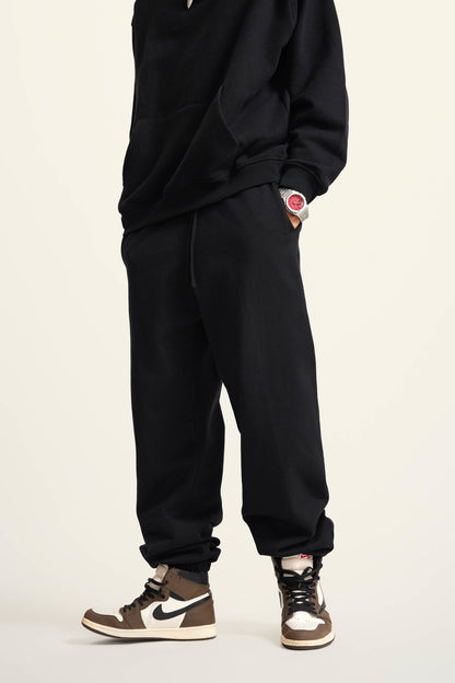 440GSM Men’s Relaxed Fit Loopback Terry Jogger Pants Black