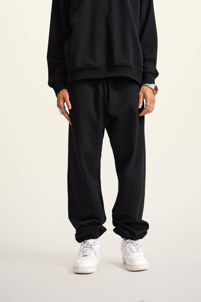 440GSM Men’s Relaxed Fit Loopback Terry Jogger Pants Black
