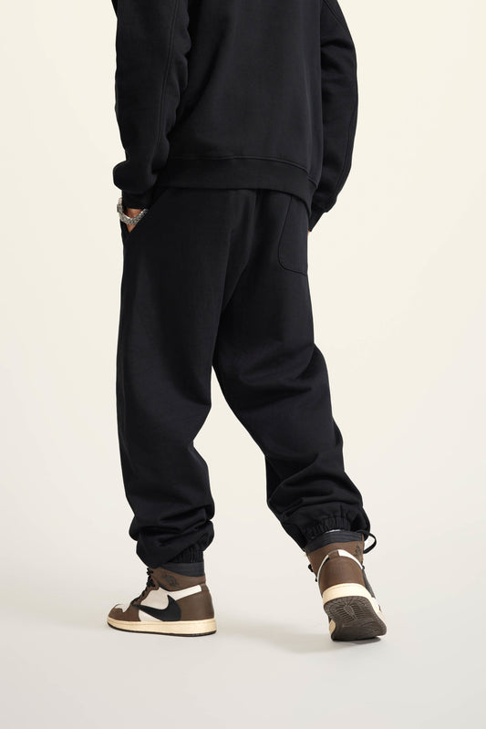 440GSM Men’s Relaxed Fit Loopback Terry Jogger Pants Black