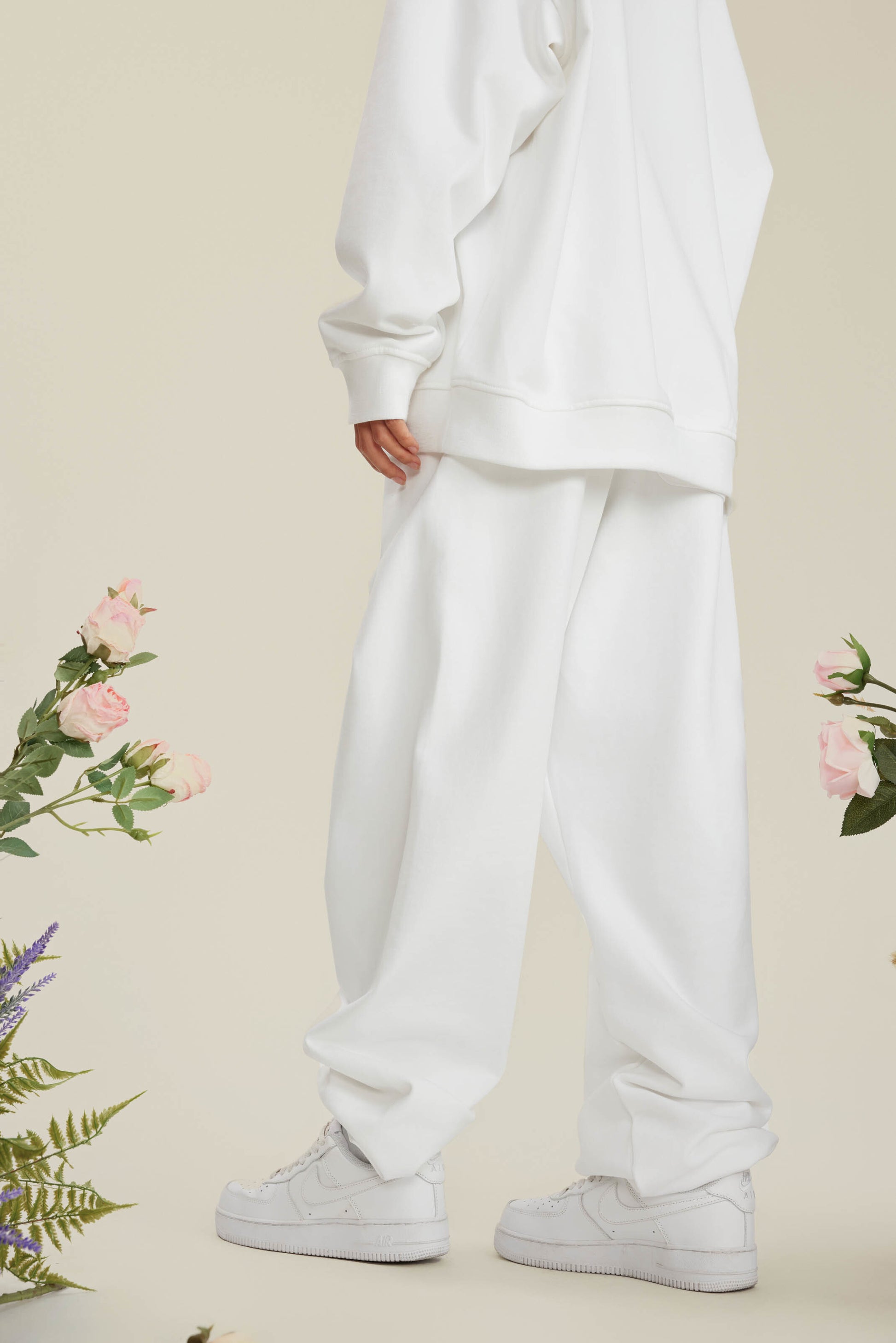440GSM Men’s Relaxed Fit Loopback Terry Jogger Pants Ivory White