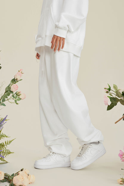 440GSM Men’s Relaxed Fit Loopback Terry Jogger Pants Ivory White