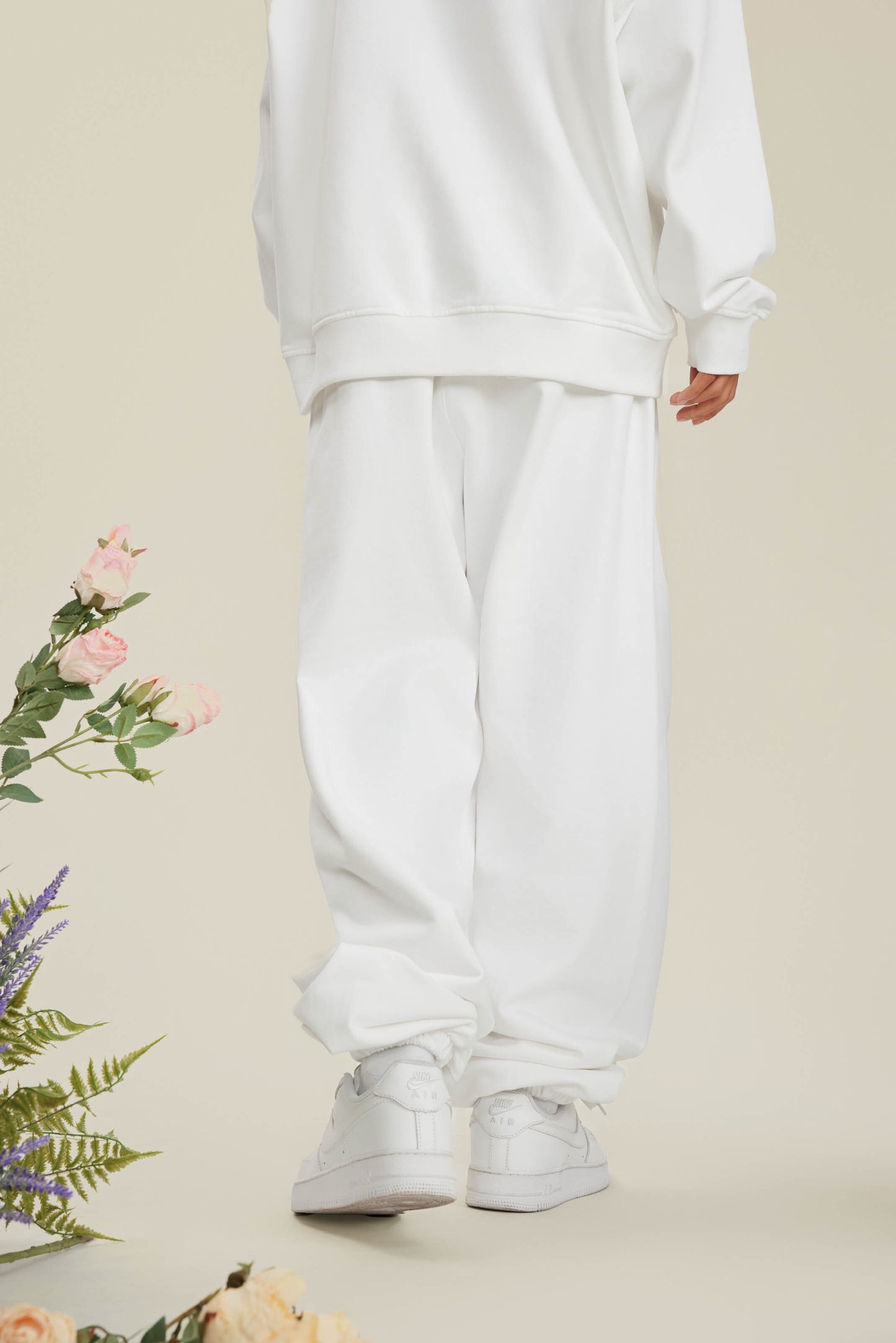 440GSM Men’s Relaxed Fit Loopback Terry Jogger Pants Ivory White