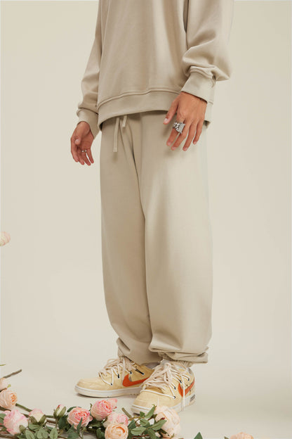 440GSM Men’s Relaxed Fit Loopback Terry Jogger Pants Milk Tea White