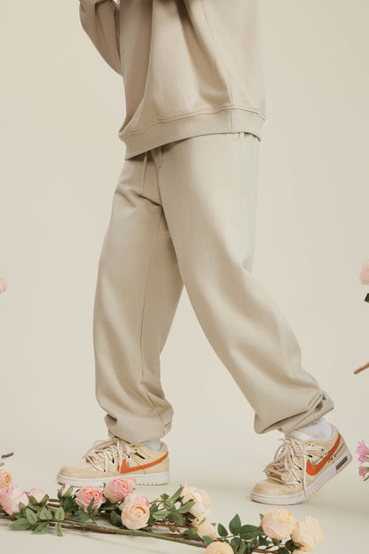 440GSM Men’s Relaxed Fit Loopback Terry Jogger Pants Milk Tea White