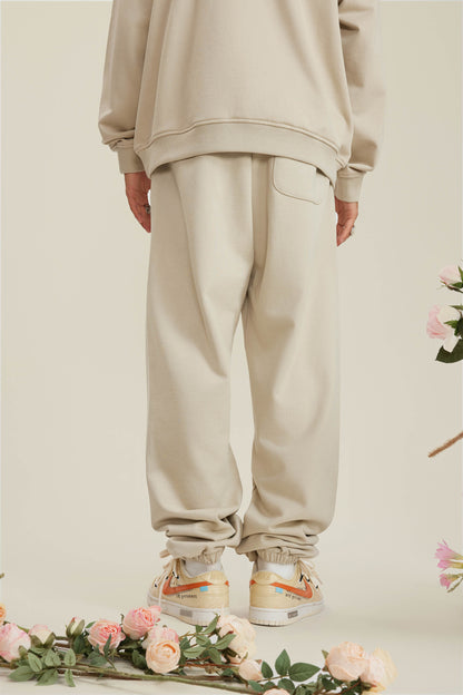 440GSM Men’s Relaxed Fit Loopback Terry Jogger Pants Milk Tea White