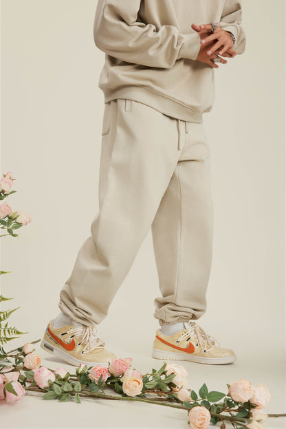 440GSM Men’s Relaxed Fit Loopback Terry Jogger Pants Milk Tea White